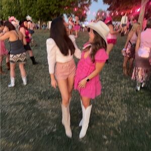 Pink frilly free people mini dress